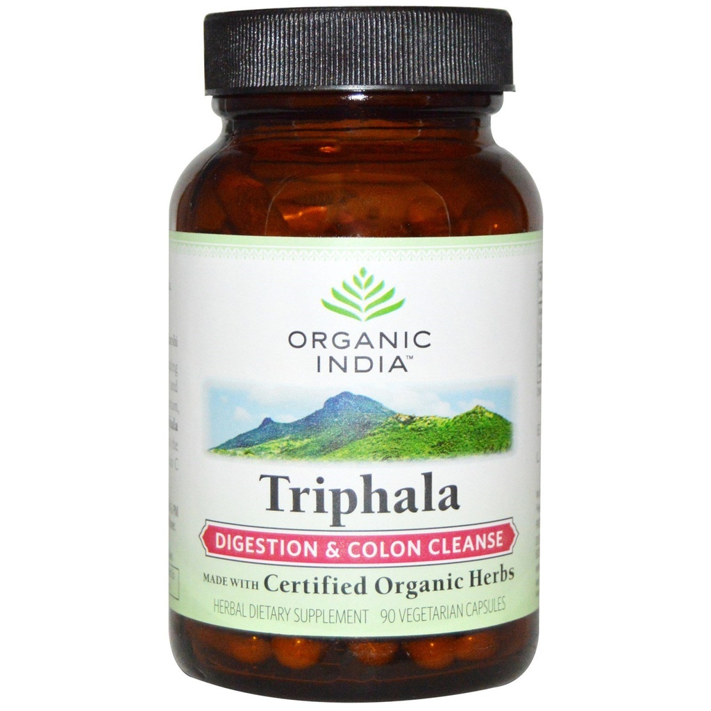 OrganIC INDIA Triphala קפסולות אורגניות - תוסף צמחי עם Amla, Bibhitaki, Haritaki, Digest & מושבה תמיכה, תמיכה במערכת החיסון, הסתגלות, טבעוני, USDA מוסמך אורגני - 90 קפסולות