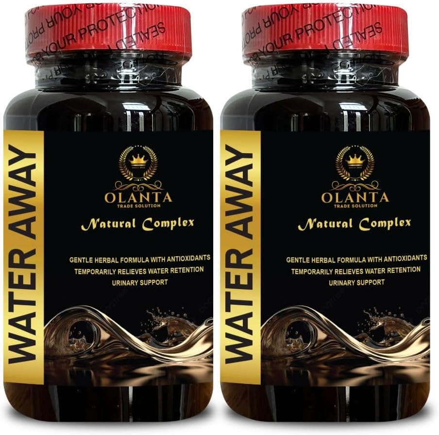 WATER AWAY - Fast Acting Bloating Relief, גלולות מים לשימור מים, גלולות diuretic לשמירה על מים, כדורי מים דיאורטיים, גלולות נוזליות לשימור מים - 2 בקבוקים