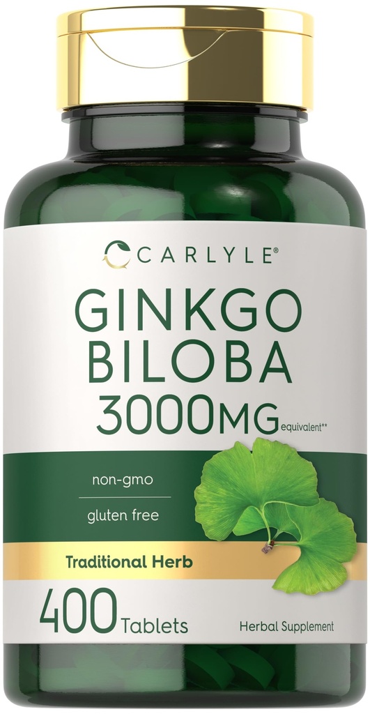 קרליל גינקו בילובה 3000 מ"ג | 400 טבליות | Non-GMO, Gluten Free Herbal תוסף