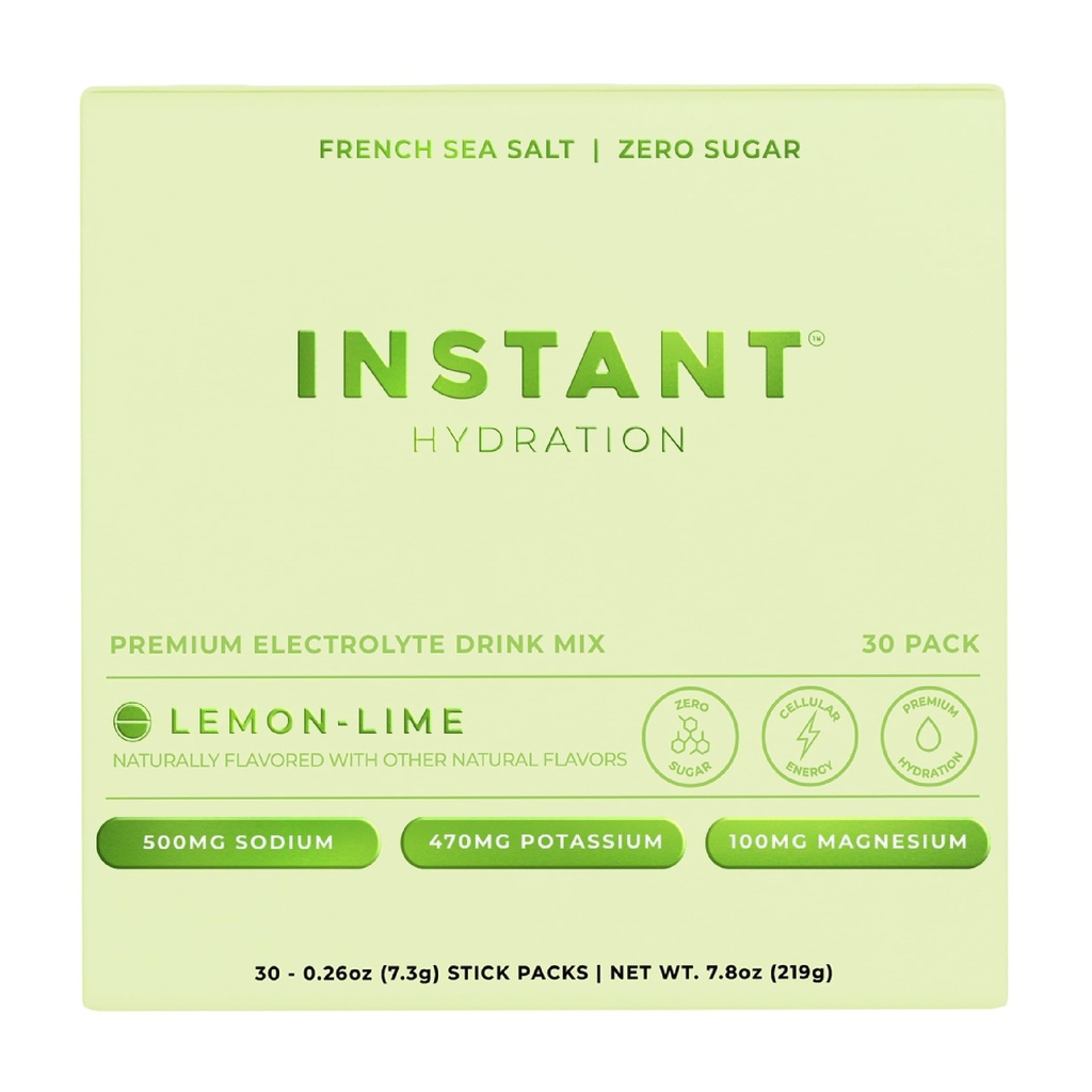 hydrotion Electrolytes אבקת Packets - לימון Lime Drink - Zero Sugar - Keto, טבעוני, Gluten-Free, non-GMO - Boost Recovery, Brain Health, השרירים & Tissue Support - 30 Sticks