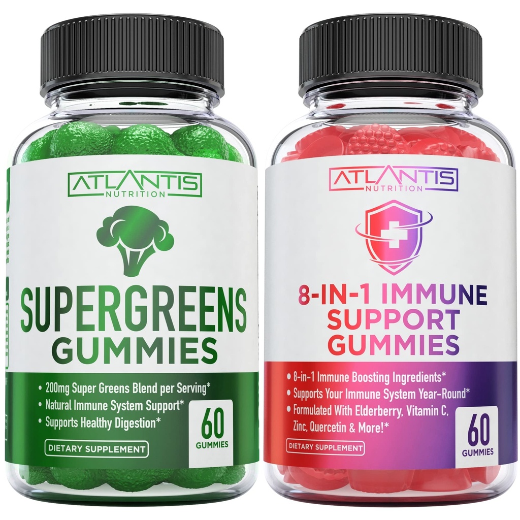 אטלנטיס תזונה 60 Supergreens + 8-in-1 Immune Support 60mies