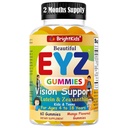 BrightKids Eye Health Gummies for Kids & Teens - Lutein & Zeaxanthin Vision Support - טבעוני, non-GMO עין ויטמינים עבור זמן מסך - טאי מנגו פלמור - 60 מסטיקנים