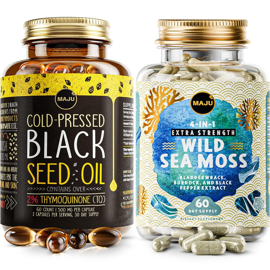 Magu Superfoods 4in-1 Sea Moss קפסולות ו Black Seed Oil קפסולות בונדל