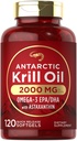 קרליל אנטארקטיקה קריל נפט 2000 מ"ג | 120 Softgels | אומגה 3 EPA, DHA, עם Astaxanthin תוספת שמקורה Red קריל | כוח מקסימלי | מעבדה נבדקה