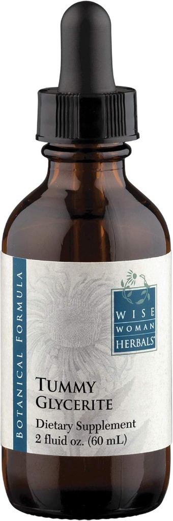 אישה חכמה Herbals - Tummy Glycerite - 2 oz - All-Natural Stomach Aid - Helps with Stomach Discomfort, Queasiness, Gas and Bloating - מקדם פונקציונליות עיכול בריאה ותמיכה Abdominal