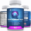 Brain Support Plus Brain Supplement for Memory and Focus, Nootropics for Concentration and Mental Clarity, ויטמין המוח B1, B6, B12, Phosphatidylserine, 1000 מ"ג, 60 קפסולות, מיוצר בארה"ב.