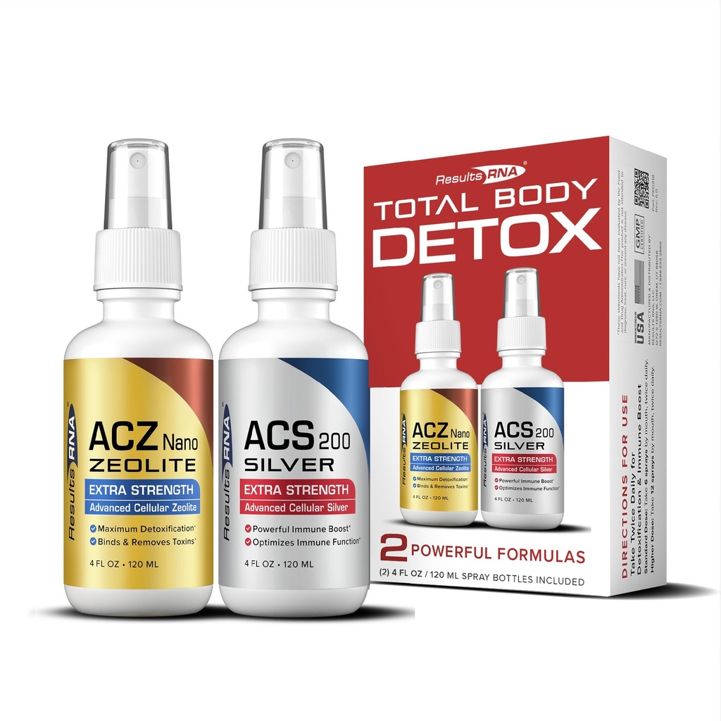 תוצאות RNA - Total Body Detox תוספת כוח מערכת - ACS 200 Silver & ACZ ננו Zeolite סיוע Detoxify & Boost Immunity (4 oz - 60 יום)