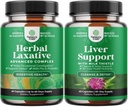 Bundle of Herbal Laxative קפסולות עם Probiotics ו- Milk Thistle Liver תמיכה תוסף - Natural Voice Detox Digestive Support System - Herbal Liver תוספת עם חלב Silymarin