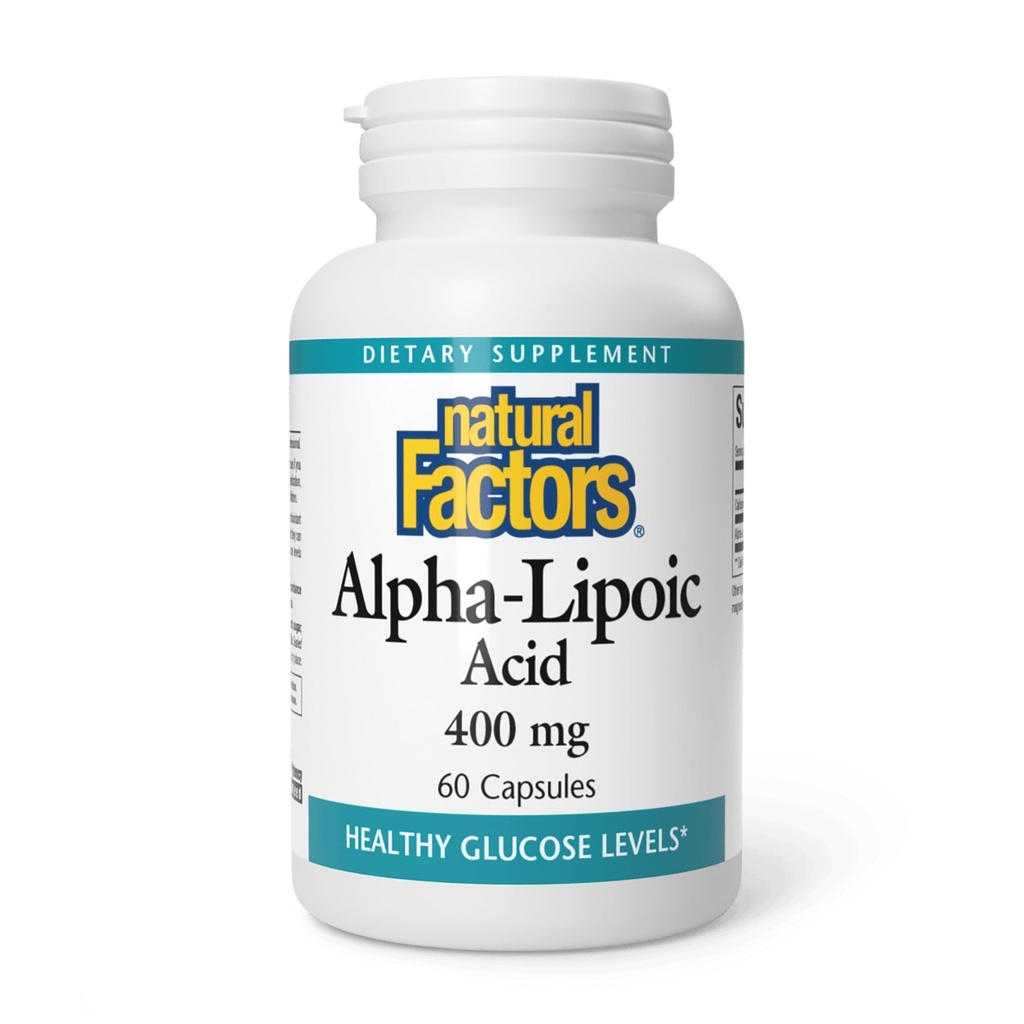 גורמים טבעיים Alpha-Lipoic Acid 400 מ"ג, תמיכה פיזית נגד חמצון, 60 קפסולות