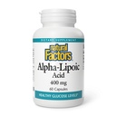 גורמים טבעיים Alpha-Lipoic Acid 400 מ"ג, תמיכה פיזית נגד חמצון, 60 קפסולות