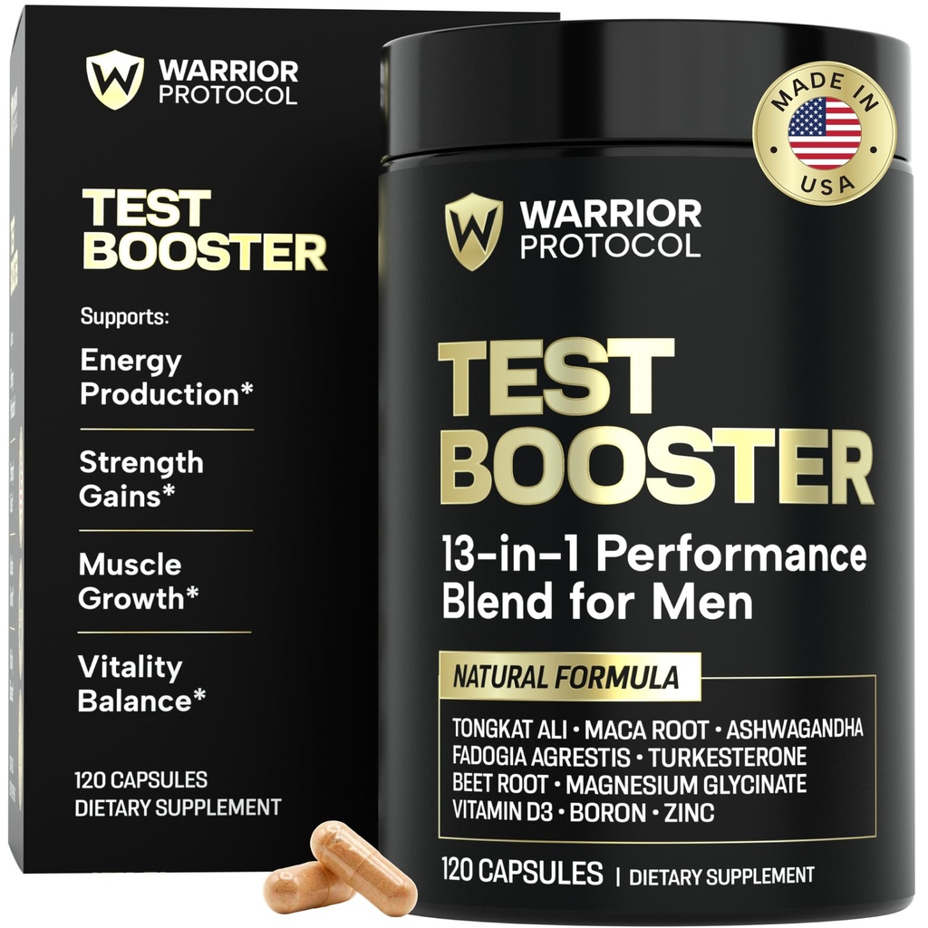 WARRIOR PROTOCOL טסטוסטרון Booster עבור גברים - Testosterone תוספת לגברים עם Ashwagandha & Tongkat Ali | צמיחה, Libido, Stamina & כוח תמיכה תמיכה תמיכה