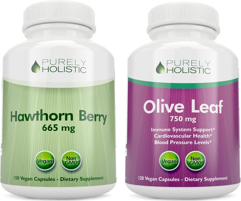 Purely Holistic הותורן ברי 665mg + אוליב מסך 750 מ"ג Bundle + 270 קפסולות טבעוניות - מיוצר בארה"ב