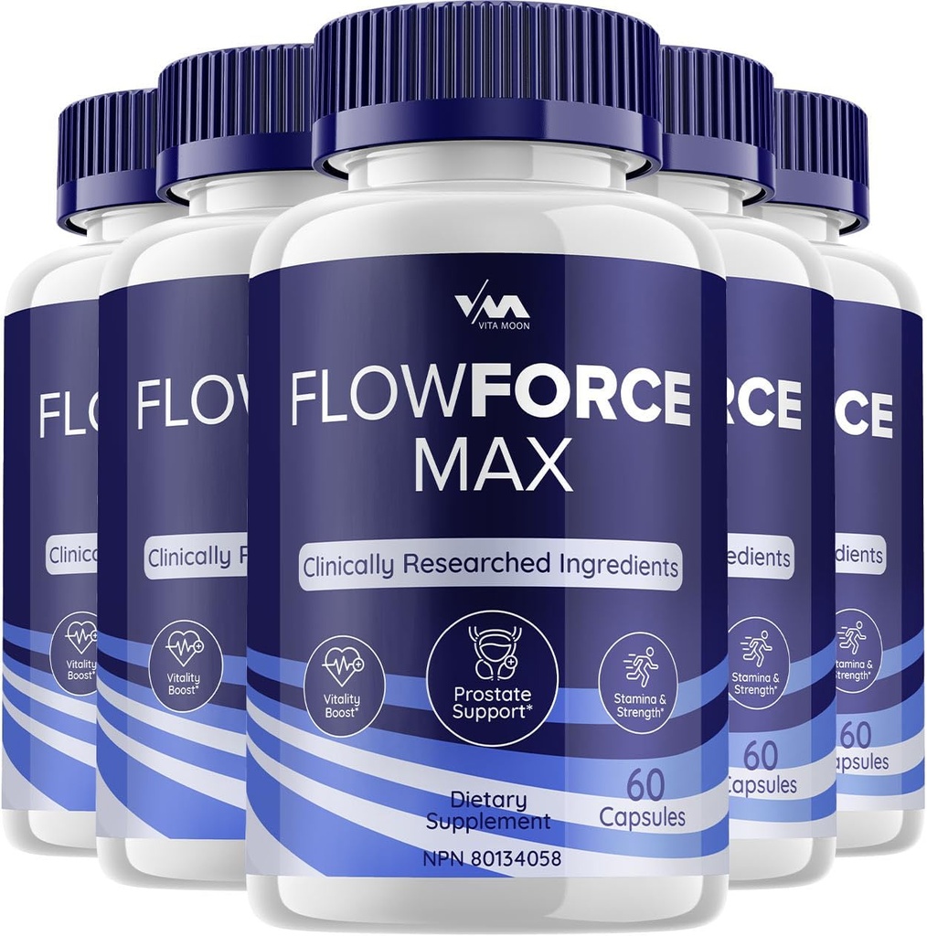 (5 Pack) FlowForceMax Prostate Support קפסולות - תוספי מזון ל- Flow Force Max Pills, כוח מקסימלי, New Improved Multivitamin Formulation, FlowForceMax Reviews, 300 קפסולות