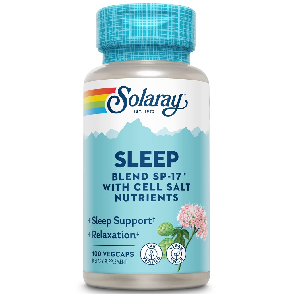 SOLAרי Sleep Pool SP-17 | Herbal Band w/Cell Salt Foodsents כדי לעזור לתמוך בשינה בריאה ורגיעה | Non-GMO, טבעוני | 100 VegCaps