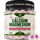 Plant Based Calcium Gummies 600 מ"ג עם ויטמין D3 K2, Magnesium, Zinc forעצמות העצם, סוכר חינם Calcium תוספים לנשים וגברים (Certified Vegan) מ-Sustainably Organic Red Algae - 60 Counts