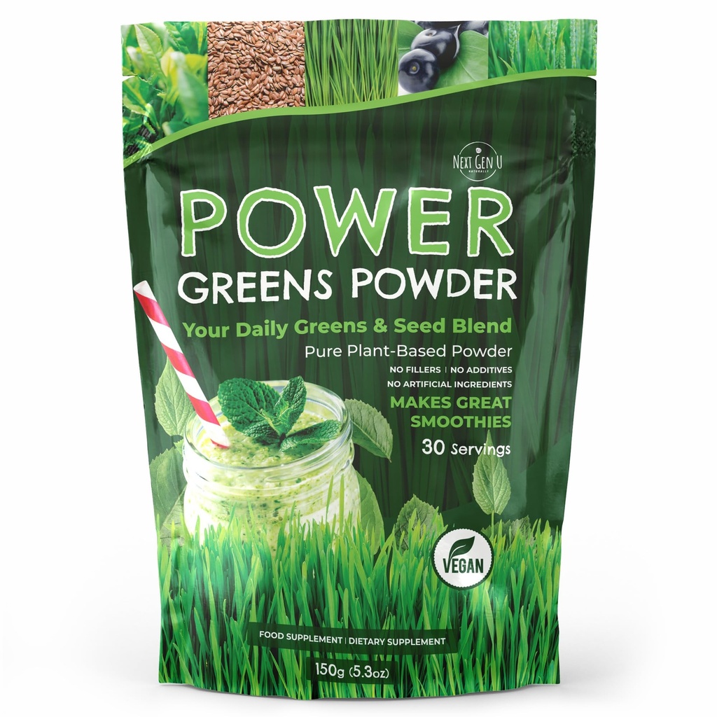 Super Greens אבקת - 150g - Immune Support - תוספי מזון - Superfood Greens - Smoothie Mix for Shakes - Detox & Healthy Boost for Juice Beverages או כל משקה - על ידי NextGenU