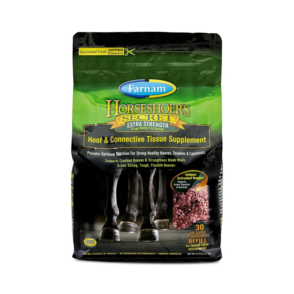 Farnam Horseshoer's Secret ExTRAStrENGTH Hoof תוספים & Connective Tissue תוסף, מקדם תקדימים חזקים ובריאים, נוטה ורצועות, 3.75 lbs.