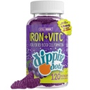 ברזל עם ויטמין C & B12 Gummies (120 Count) Vital for Red Blood Cell Formation; חניכיים Drop Grape Real Pectin פירות Chews | טבעוני, Non-GMO, Gluten Free & Gelatin Free