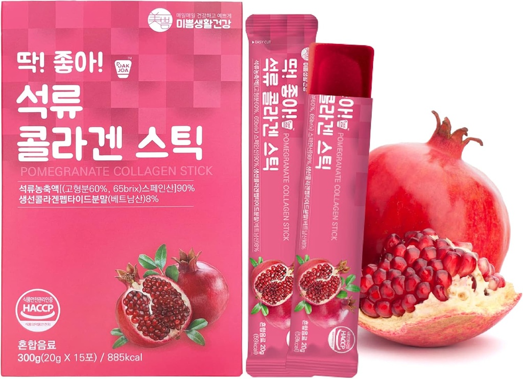 Pomegranate Collagen Jelly Stick 20g * 15 Stick 1,600 מ"ג דגים מולקולריים נמוכים קולג'ן נגד ההזדקנות [DDJOA]