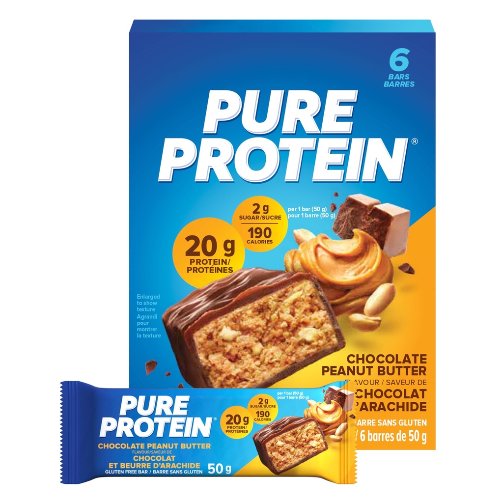 רק חלבונים טהורים, Gluten Free, חטיפים Bars, Butter שוקולד, 50 גרם, 6 Count, {mported מקנדה}