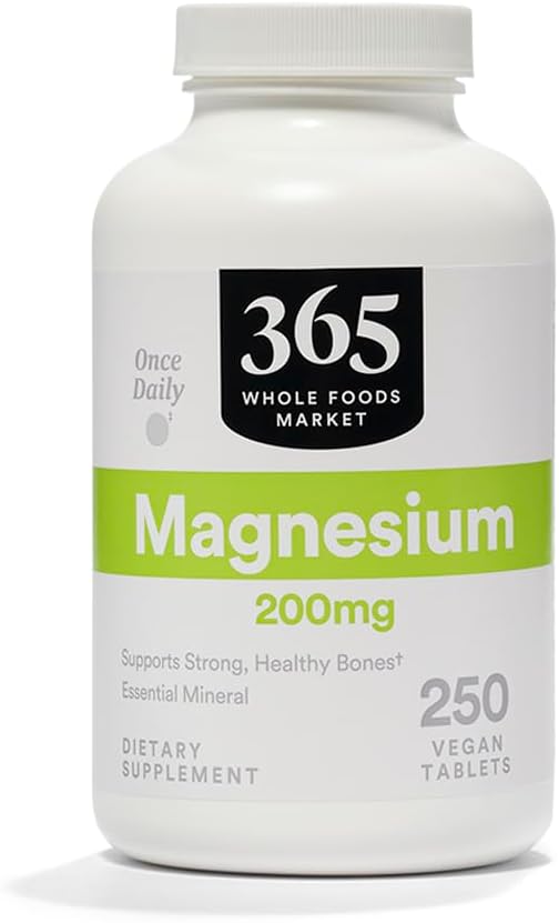 365 על ידי Whole Foods Market, מגנזיום 200 מ"ג, טבעוני, 250 טבליות