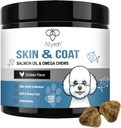 Omega 3 Fish Oil for Dogs, Salmon Oil Skin and Coat Supplement for Dogs Dog Allergy Relief, Dry & Itching Skin Relief Treatment, Allergy Chews - Dog Anti Shedding Treats - Shiny Coats - EPA & DHA