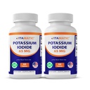 Vitamatic Potassium Iodide 65 מ"ג לשרת - 60 טבליות - תמיכה Thyroid - KI Pills (60 Count (Pack of 2)