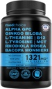 12-in-1 Nootropic Genekgo Biloba לתמיכה במוח, זיכרון והתמקדות - B12, Alpha GPC, L Theanine ו- Choline תוספים עם Bioperine Non Caffeinated 1321mg (60ct)