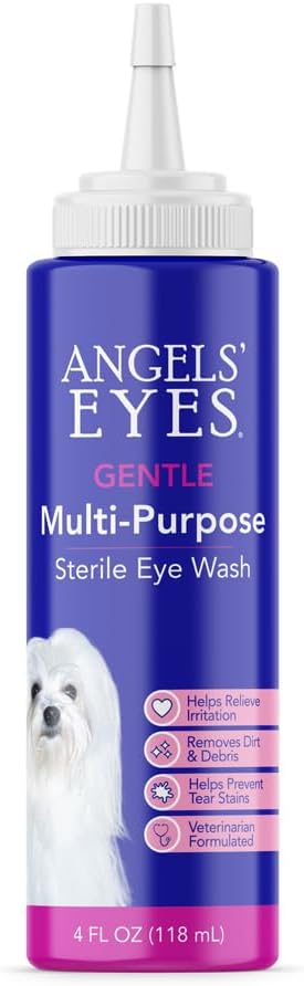 ANGELS EYES Multi-Purpose Sterile Eye Wash 4 oz Eye ניקויer ו-Rrinse, Tear Stainductionr for Allergies, Debris, Mucus, Irritation and Weepy Eyes for All Dogs with Boric Acid Acid Acid Acid