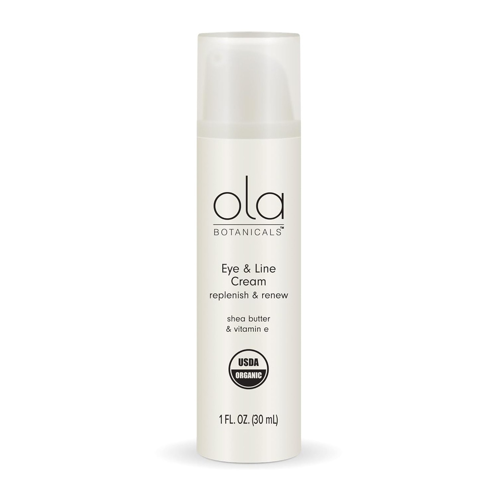 ד"ר מריקולה Ola Botanicals Organic Eye & Line Cream, 1 Fl. Oz. (30 mL), Replenish and Renew, Shea Butter and E, Certified USDA אורגני, Cruelty Free, non-GMO