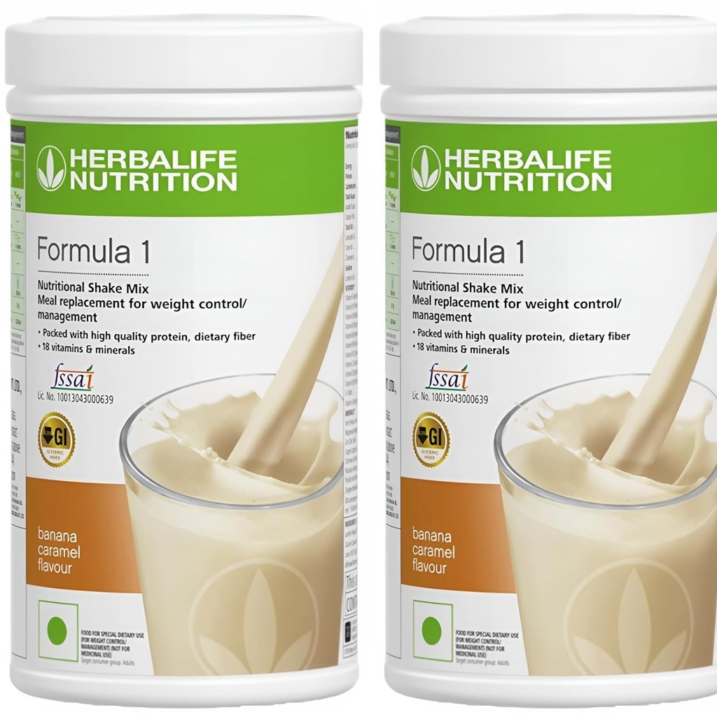 HerbaLife Formula 1 Nutritional Shake Mix - חבילה של 2, 500g כל - Herbalife Shake - צמחיית חלבון הרבלייף - Herbalife Weight Loss Meal החלפת (Banana - בננה)