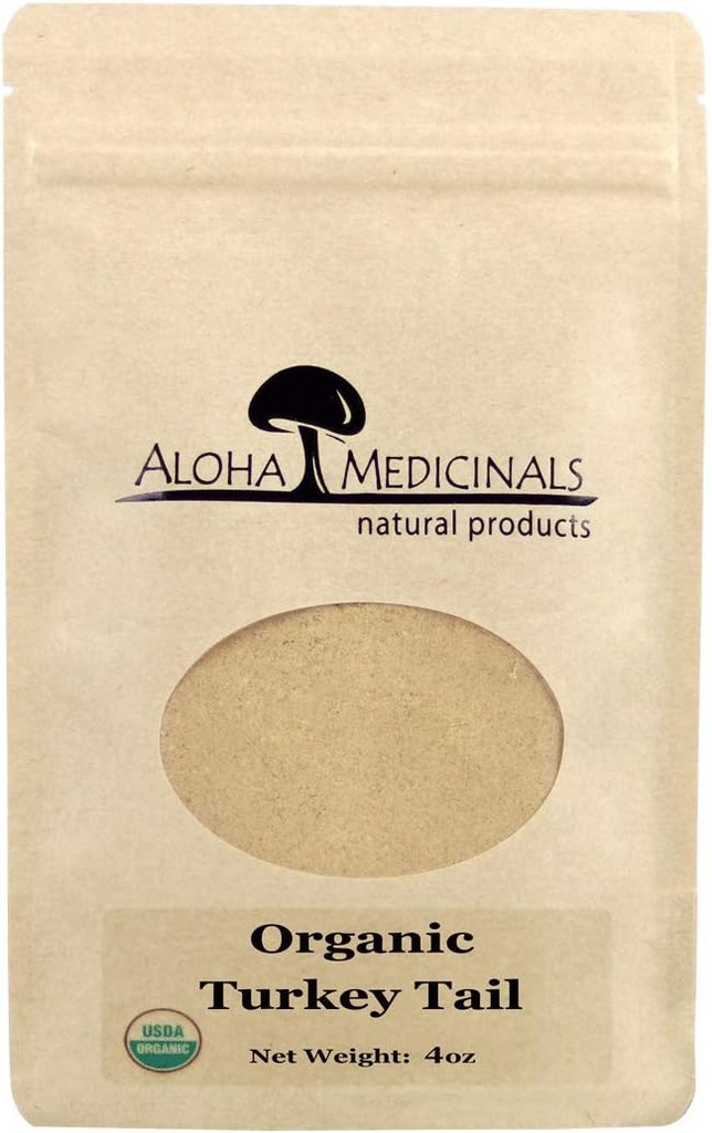 Aloha מדיצ'לס טהור טורקיה Tail, מוסמך אורגני תוספי Mushroom, תוספי בריאות טבעית, Bag of 4 oz אבקת