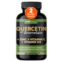 Gade Nutrition Quercetin with Bromelain ויטמין C ו- Zinc ויטמין D3 | Immune Support Supplement in קפסולות | Non-GMO, Gluten-Free, Vegan | Made in the USA | 2 חודשים אספקה