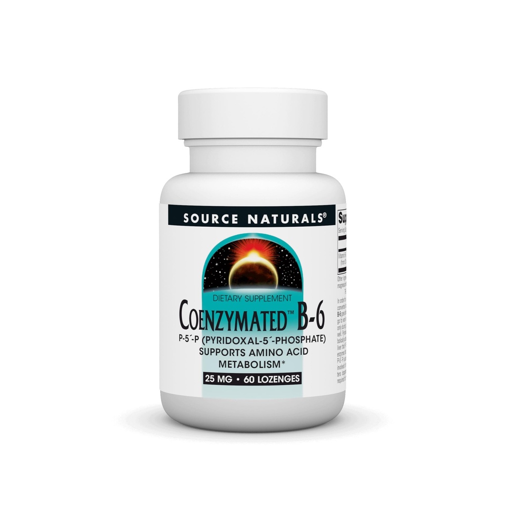 מקורות טבעיים Coenzymated B-6 25 מ"ג P-5 Pyridoxal-5 Phosphate Fast-Acting, Quick Dissolve ויטמין תומך Amino Acid Metabolism * - 60 Lozenges