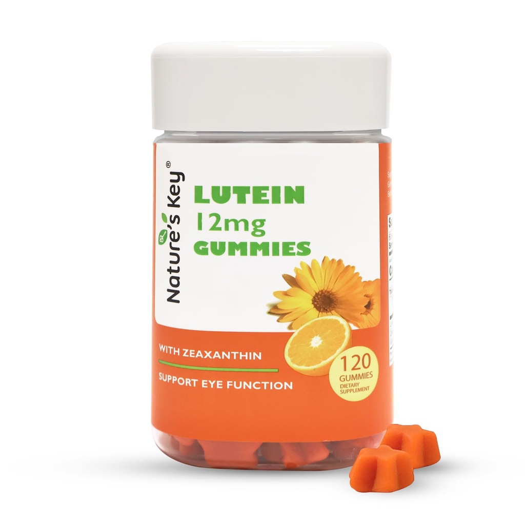 מפתח Lutein Gummies 12 מ"ג עם Zeaxanthin & ויטמין A לילדים ומבוגרים | בריאות עיניים ותפקוד המוח