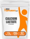 BulkSupplements.com Calcium Lactate אבקת - אבקת תוספי Calcium, מזון כיתה - Pure & Gluten חינם, 1.5g לכל משרת, 250g (Pack of 1)