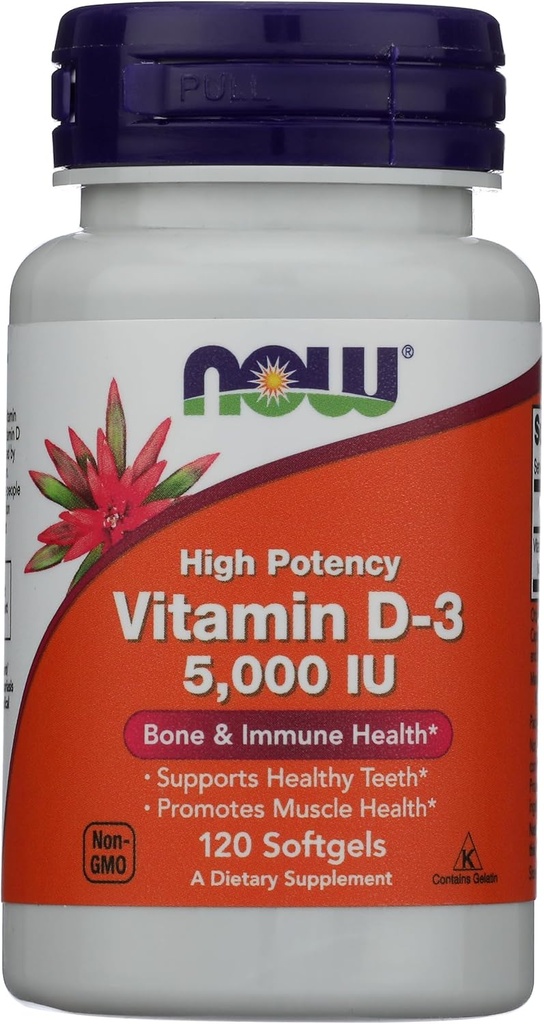 Now Foods D3 5000 IU בשמן זית, 120 CT