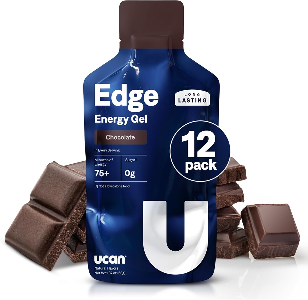 UCAN Edge אנרגיה Gel Shots, שוקולד (12, 2 Ounce Packets) עבור ריצה, אימון, Workouts, Fitness, Cycling, Crossfit | Sugar-Free, Vegan & Keto Friendly Energy