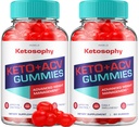 (2 Pack) KetoSophy Keto ACV Gummies - Advanced Weight Loss KetoSophy Keto חניכיים Apple Cider Vinegar KetoSophy ACV Gummies Weight Management Dietary Reviews Men (120 מסטיק)