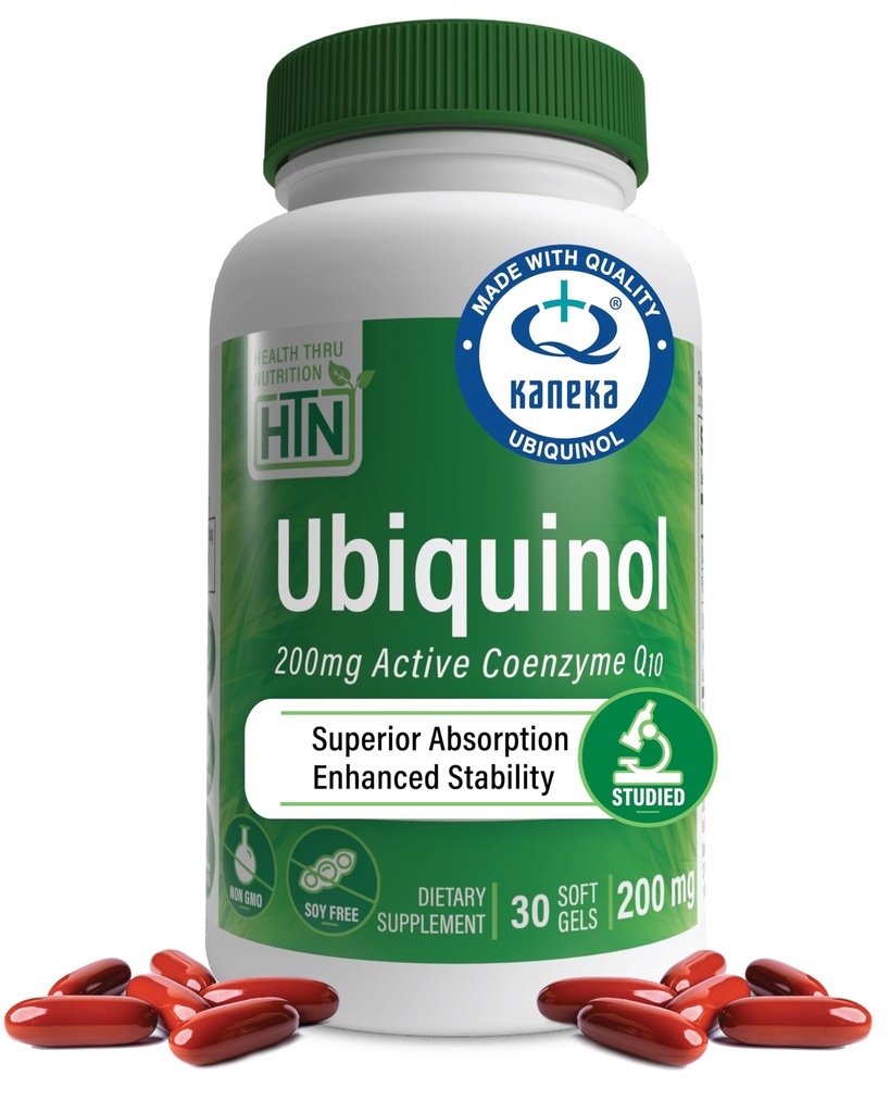 בריאות Thru Nutrition Ubiquinol 200 מ"ג 30 Softgels כמו קנקה QH מופחת CoQ-10 | Stabilized - 3rd Party Tested