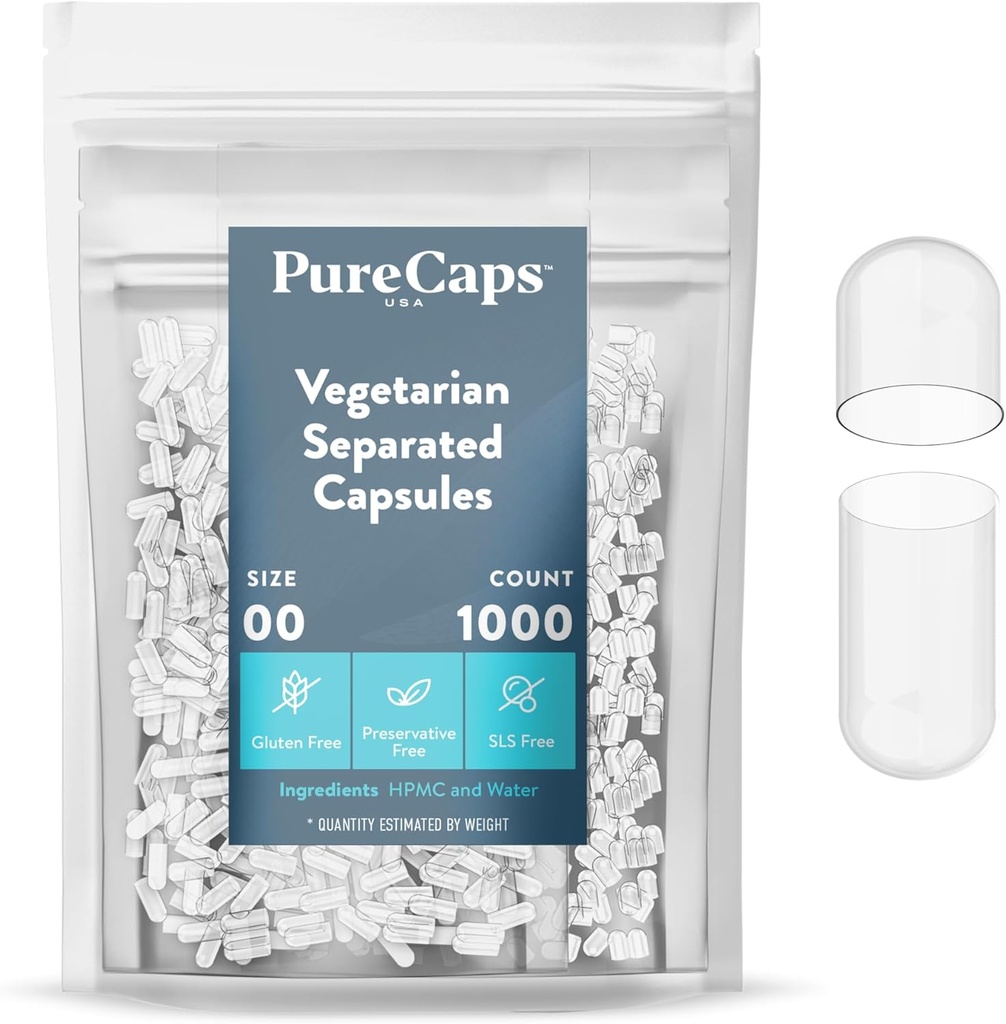 PureCaps USA - Fat Vegetarian and Vegan Pillquas Size .1,000 גלולות נפרדות