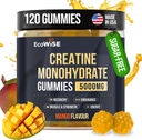 EcoWise Wellness Creatine Monohydrate Gummies 5000 מ"ג, מנגו פלמור, 120 צ'אדות טבעוניות ללא סוכר, תוסף Creatine עבור Daily Routine