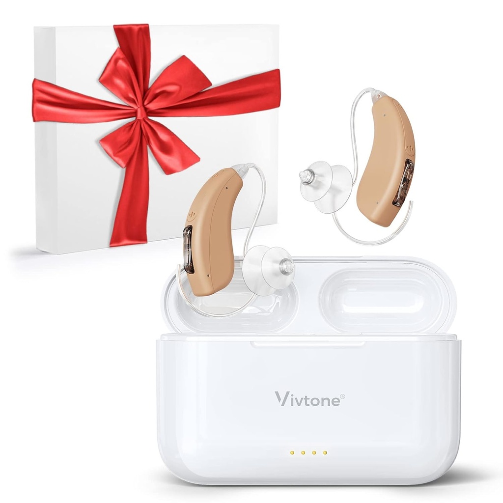סיוע שמיעה בתשלום עבור מבוגרים, Advanced Multi Channel Digital BTE Hearing Assist, עם Recycle Charging Case עבור 125 Hrs גיבוי Power, Auto-On/Off, Pair, Lucid508-8- A A A