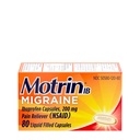 Motrin IB Migraine הקלה נוזל קפסולות עם 200 מ"ג Ibuprofen לכל קפסולה, מהיר ויעיל Migraine Headache Medicine עם NSAID כאב Reliever Ibuprofen, Caffeine-Free, 80 ct