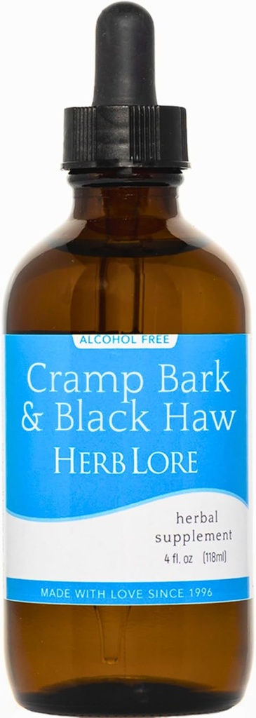 Herb Lore Cramp Bark & Black Haw Tincture - אלכוהול חינם נוזל צמחי מרפא תוספת Cramp טבעי טיפות עבור תקופת Cramps, שריר Tension & Uterine תמיכה (4 oz)