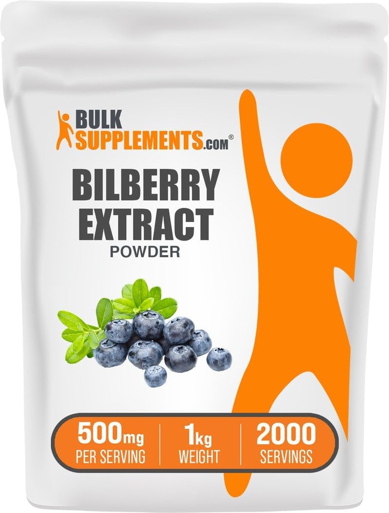 BulkSupplements.com Bilberry לחלץ אבקה - Bilberry לחלץ תוסף, Herbal Supplement - טבעוני ו Glulten חינם, 500 מ"ג לשרת, 1kg (2.2 lbs) (Pack of 1)