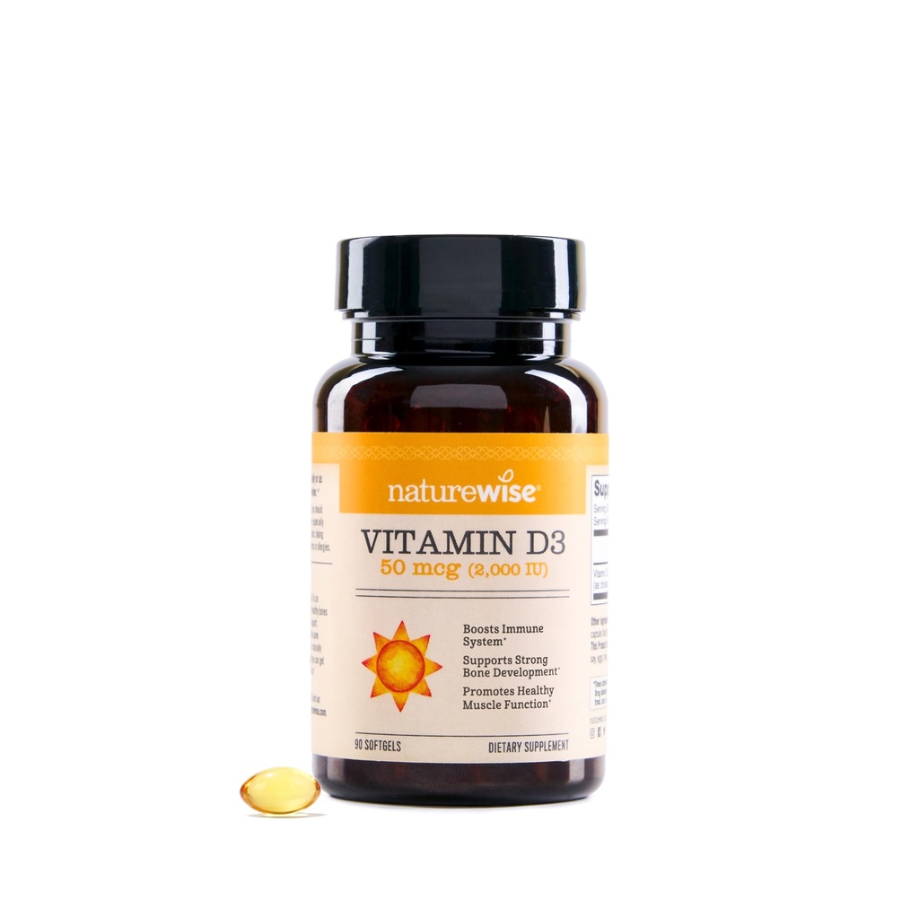 NatureWise ויטמין D3 2000iu (50 mcg) 90 ימים אספקה עבור תמיכה החיסון, תפקוד שרירים בריא, בריאות העצם - non-GMO, Gluten חינם ב שמן זית אקסטרה אורגני, (Mini Softgel), 90 הרוזן