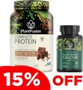 PlantFusion להשלים אבקת חלבונים טבעונית ו Calcium Bundle - אבקת חלבון מבוססת צמחי עם BCAAs, Enzymes העיכול ו Pea חלבונים