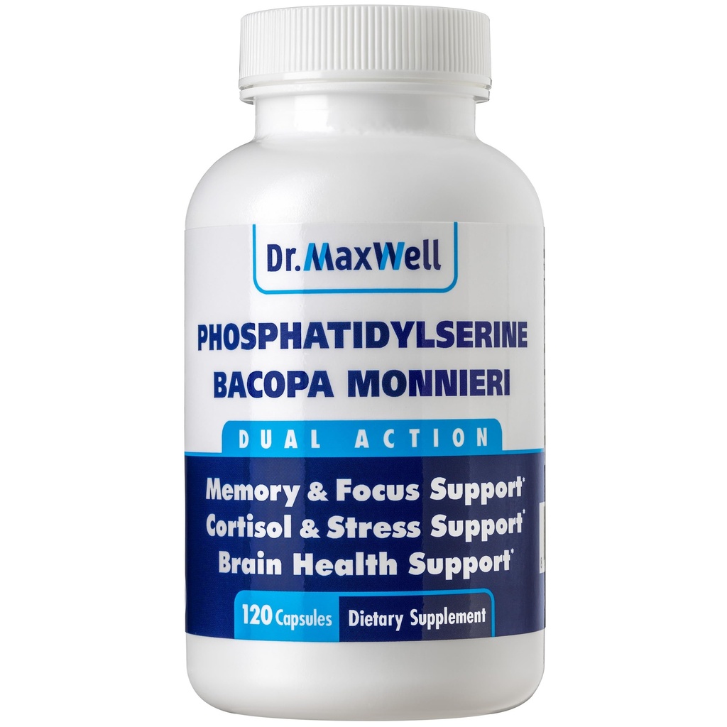 Phosphatidylserine & Bacopa Monnieri, Better Than Each Alone Phosphatidylserine תוספת 300mg, No Fillers, Soy Free, 2in1, 120 קפסולות. תמיכה בזיכרון