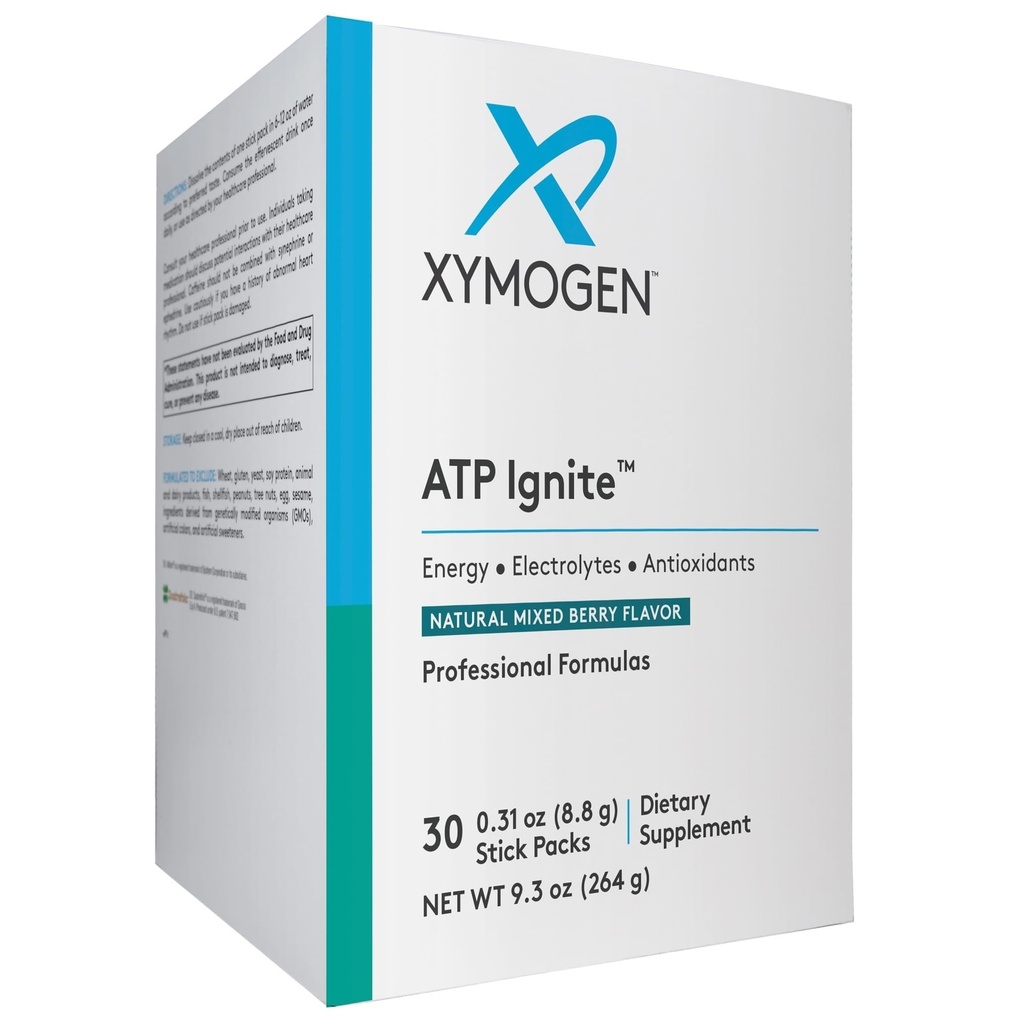 XYMOGen ATP Ignite Revitalizing אבקת משקאות אנרגיה - תומך החלפת אלקטרוליט + ATP biosynthesis עם אנטי-oxidants, Aminos, ויטמינים, אלקטרוליטים + 95 מ"ג Caffeine (30 מעורב ברי Stick Packs)